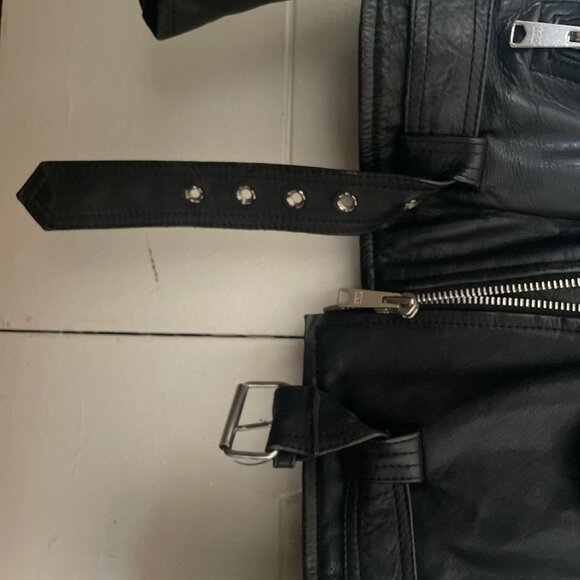 Vintage Leather Motorcycle Jacket Women's Black Jacket - Picture 4 of 5